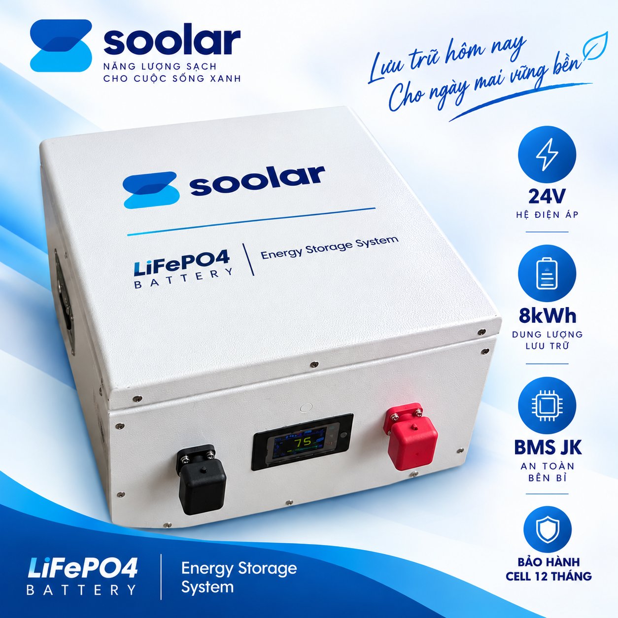 Pin Lithium LiFePO4 24V 314Ah – Lưu trữ 8.04kWh